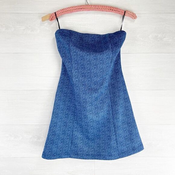 Miscreants Denim Cupid Strapless Mini Dress NWT - Picture 2 of 6